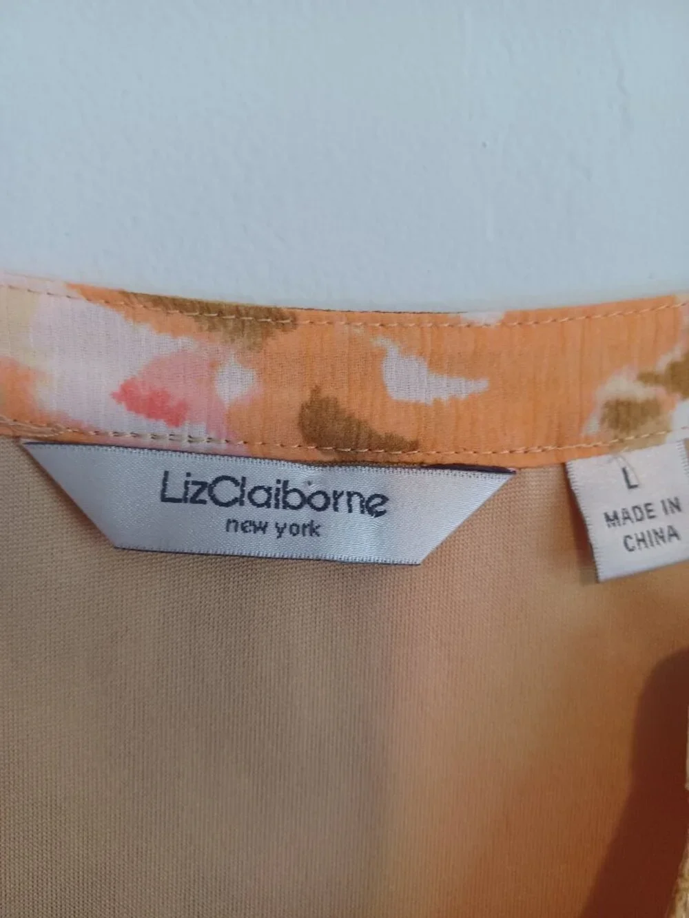 Liz Claiborne Women's Multi Color Peasant Blouse Top size L - Picture 6 of 8